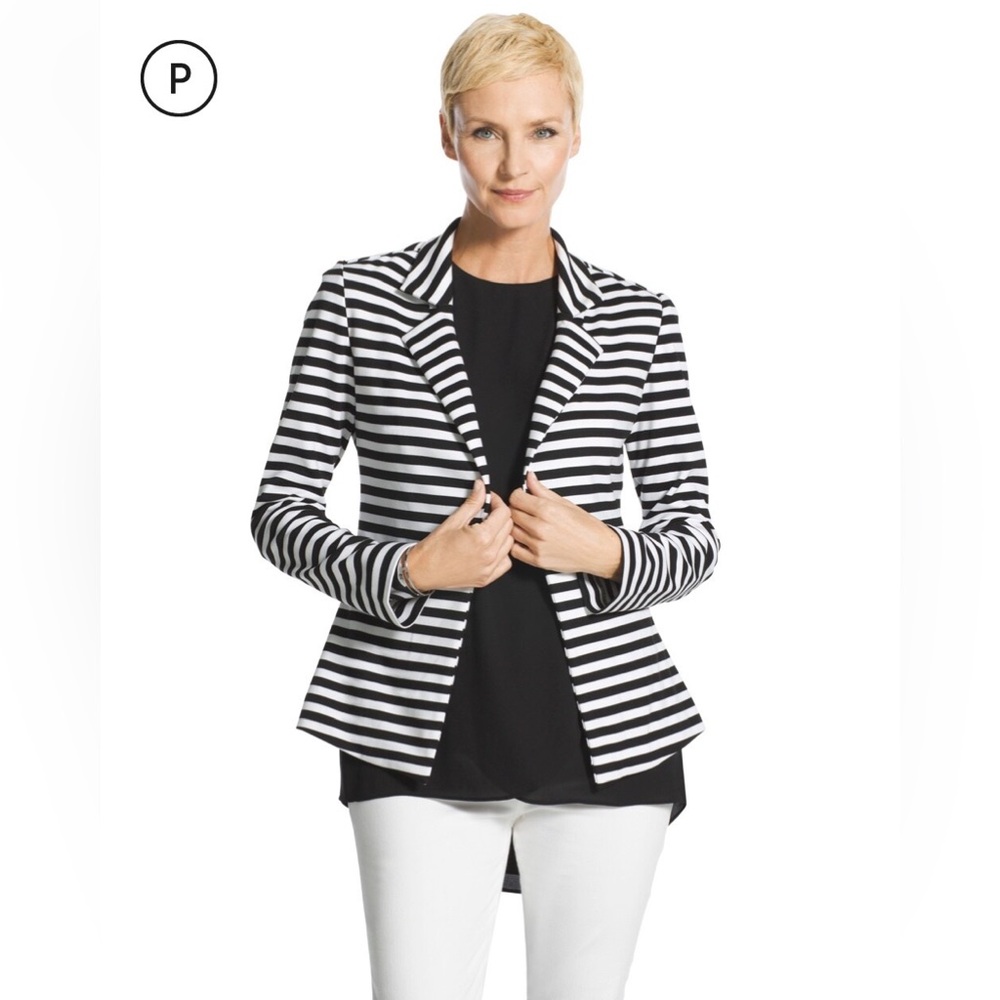 Chico’s Striped Blazer Navy/White Women’s Sz XL (3)